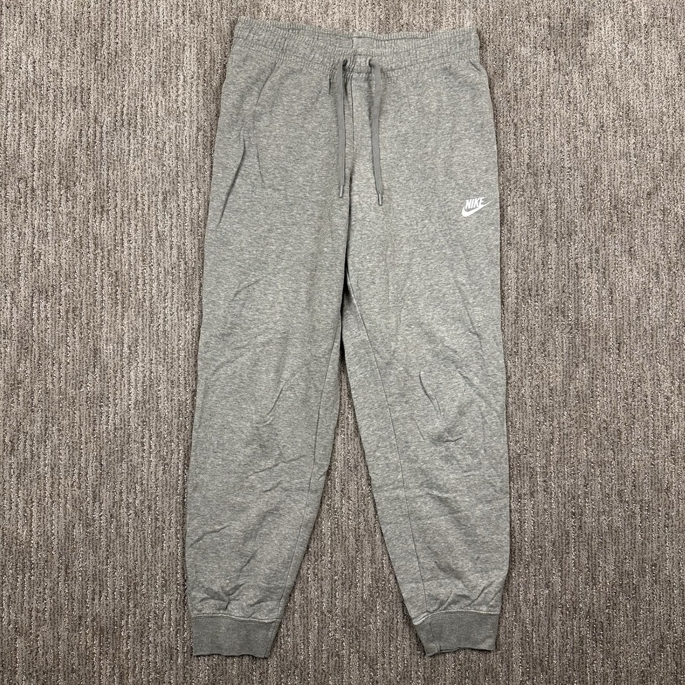 Nike Pants Mens Medium Gray Fleece Sweatpants Joggers‎ Cuffed Swoosh BV4087-410